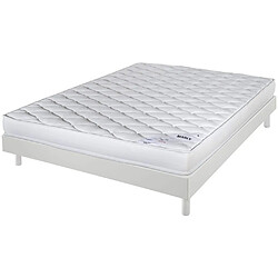 Ebac Matelas + sommier 140x190 Mousse - Marly - Soutien ferme - Sommier démonté - Blanc 