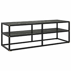 Maison Chic Meuble TV scandinave - Banc TV pour salon noir avec verre marbre noir 120x40x40 cm -MN77155