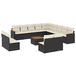 Maison Chic Salon de jardin avec coussins 14 pcs, Ensemble Tables et chaises de jardin, noir résine tressée -GKD262763