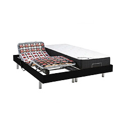 Avis Vente-Unique Lit électrique de relaxation tout plots + matelas ressorts ensachés et mémoire forme - 2 x 80 x 200 cm - Noir - PHANES de DREAMEA