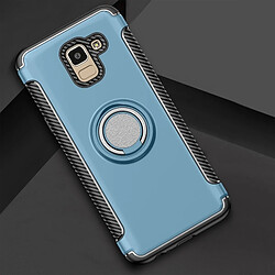 Wewoo Coque Étui de protection magnétique à 360 degrés pour anneau de rotation Galaxy J6 2018 bleu marine