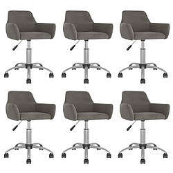 vidaXL Chaises pivotantes à manger lot de 6 Gris foncé Velours