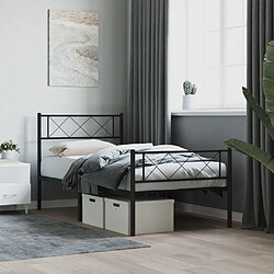 Maison Chic Lit adulte - Lit simple Cadre de lit métal avec tête de lit/pied de lit,Structure du lit Contemporain pour chambre noir 80x200 cm -MN58415