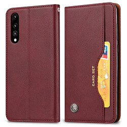 Wewoo Housse Coque Étui en cuir à rabat horizontal avec texture de peau pour Huawei P20 Proavec cadre photo et supportemplacements cartes et porte-monnaie Vin rouge