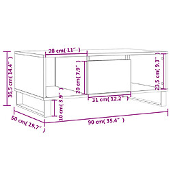 vidaXL Table basse Chêne marron 90x50x36,5 cm Bois d'ingénierie pas cher