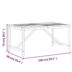 vidaXL Table à manger de jardin 150x90x74 cm bois d'acacia solide pas cher