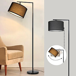 NETTLIFE Lampadaire salon noir : tissu design moderne douille E27 max 40W avec interrupteur au pied lampe de lit 166cm sans ampoule.