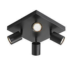 NETTLIFE 4 spots de plafond LED plafonnier GU10 noirs orientables à 330°, mural industriel moderne pour salon chambre cuisine sans ampoule