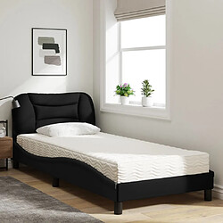 Avis Vidaxl Lit avec matelas noir 90x190 cm tissu