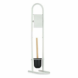 Berilo Dérouleur papier toilette avec pot à balai 16 x 28,5 x 80,8 cm Métal Blanc Plastique Bambou (4 Unités)