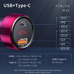 Avis Universal Chargeur de voiture 45W QC 4.0 3.0 pour Xiaomi Huawei Super Charge SCP Samsung AFC Quick Charge Rapid PD USB C Portable Cell Phone Charger |