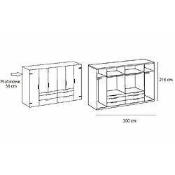 Acheter Inside 75 Armoire PORTLAND style industriel 300 cm 6 portes chêne poutre / graphite