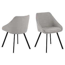 Toilinux Lot de 2 fauteuils de table Maxine en tissu - Gris pas cher