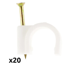 Lot de 20 crochets fixation Ø10mm - blanc - Zenitech