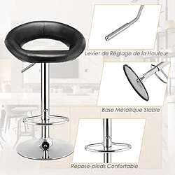 Helloshop26 Lot de 2 tabourets de bar modernes réglables en hauteur rotatifs à 360° base antidérapante repose-pieds en métal pour maison restaurant noir 20_0004906