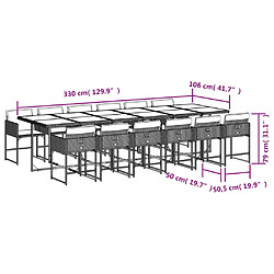 vidaXL Ensemble à manger de jardin avec coussins 13 pcs marron rotin pas cher