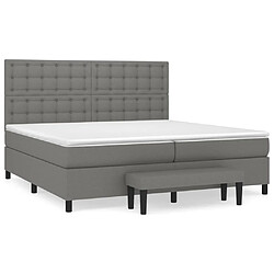 vidaXL Sommier à lattes de lit avec matelas Gris foncé 200x200cm Tissu