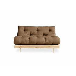 Acheter Inside 75 Canapé convertible futon ROOTS pin naturel coloris mocca couchage 140x200 cm.