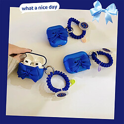 GUPBOO Airpods Coque Housse Étui Protecteur Compatible pour AirPods1/2-Klein Blue Bow Smiley Fille