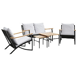 vidaXL Ensemble de meubles de balcon avec coussins 5 pcs noir acier