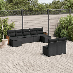 Maison Chic Salon de jardin 9 pcs avec coussins | Ensemble de Table et chaises | Mobilier d'Extérieur noir résine tressée -GKD21512