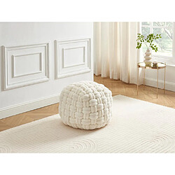 Vente-Unique Pouf design noeud en tissu bouclette blanc NOBAO