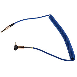 Câble audio auxiliaire mâle à mâle de 3,5 mm, angle droit, ligne à 90 degrés, bleu