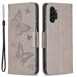 Etui en PU motif papillon avec support marron pour votre Samsung Galaxy A13 4G