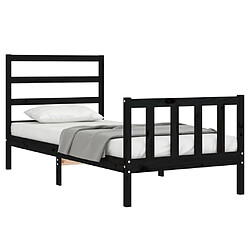 Avis Maison Chic Lit adulte - Cadre de lit et tête de lit,Structure du lit Contemporain pour chambre noir 100x200 cm bois massif -MN47346