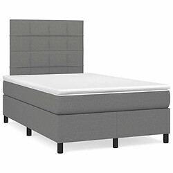 Maison Chic Lit adulte- Lit + matelas,Sommier à lattes de lit avec matelas gris foncé 120x190cm tissu -GKD85328