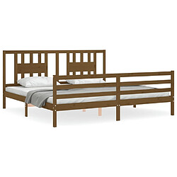 Maison Chic Lit adulte - Cadre Structure de lit avec tête de lit Contemporain marron miel 200x200cm bois massif -MN92279