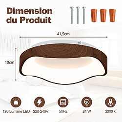 Avis Helloshop26 Plafonnier led luminaire moderne 24 watts avec motif en bois cadre en métal lustre à éclairage led 3000 k lumière chaude plafonnier led marron 20_0009081