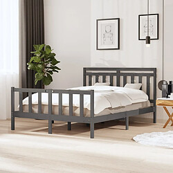 vidaXL Cadre de lit sans matelas gris bois massif