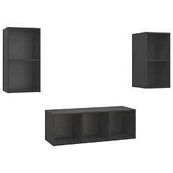 vidaXL Ensemble de meubles TV 3 pcs Gris Bois d'ingénierie