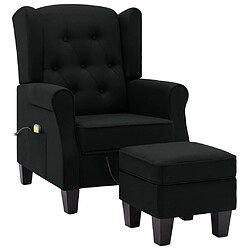 vidaXL Fauteuil de massage avec repose-pied Noir Tissu