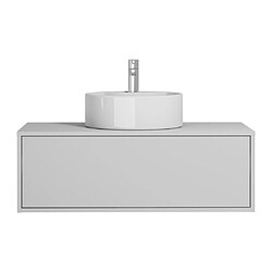 Vente-Unique Meuble de salle de bain suspendu blanc avec simple vasque ronde - 94 cm - TEANA II