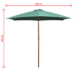 vidaXL Parasol avec poteau en bois 270 x 270 cm Vert pas cher