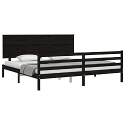 Acheter Maison Chic Lit adulte - Cadre Structure de lit avec tête de lit Contemporain noir 200x200 cm bois massif -MN35255