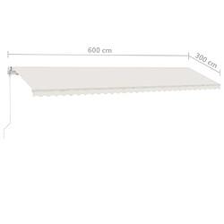 vidaXL Auvent manuel rétractable sur pied 600x300 cm Crème pas cher