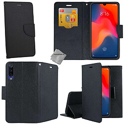 Htdmobiles Housse etui portefeuille pour Xiaomi Mi 9 + film ecran - NOIR / NOIR