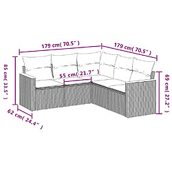 vidaXL Salon de jardin 5 pcs avec coussins noir résine tressée pas cher