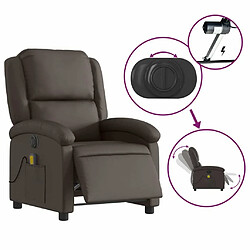 Maison Chic Fauteuil Relax pour salon, Fauteuil de massage inclinable électrique marron foncé -GKD49973 pas cher