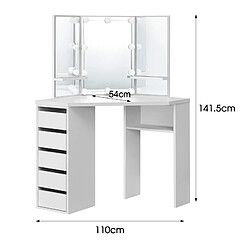 Acheter ML-Design Table de coiffeuse maquillage blanc avec miroir éclairage LED tiroirs étagères