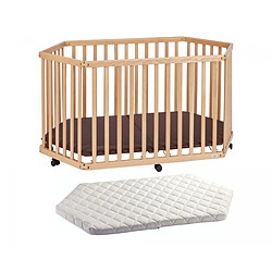 TISSI Parc Playpen bois naturel avec matelas