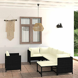 Maison Chic Salon de jardin 7 pcs + coussins - Mobilier/Meubles de jardin - Table et chaises d'extérieur Résine tressée Noir -MN66968