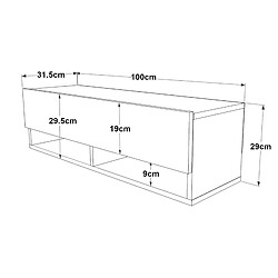 Helloshop26 Meuble TV à porte 29,5 x 100 x 31,5 cm effet chêne rustique / blanc 03_0007780