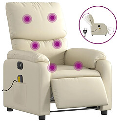 vidaXL Fauteuil de massage inclinable électrique crème similicuir