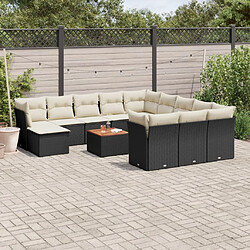 Maison Chic Salon de jardin avec coussins 13 pcs, Ensemble Tables et chaises de jardin, noir résine tressée -GKD995928