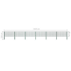 Acheter vidaXL Panneau de clôture avec poteaux Fer 10,2 x 0,8 m Vert