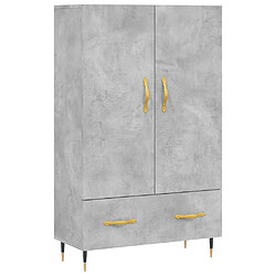 vidaXL Buffet haut gris béton 69,5x31x115 cm bois d'ingénierie